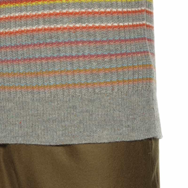 ROBERTO COLLINA ROBERTO COLLINA<ロベルト コリーナ> ボーダー柄クルーネックニットプルオーバー GRAY