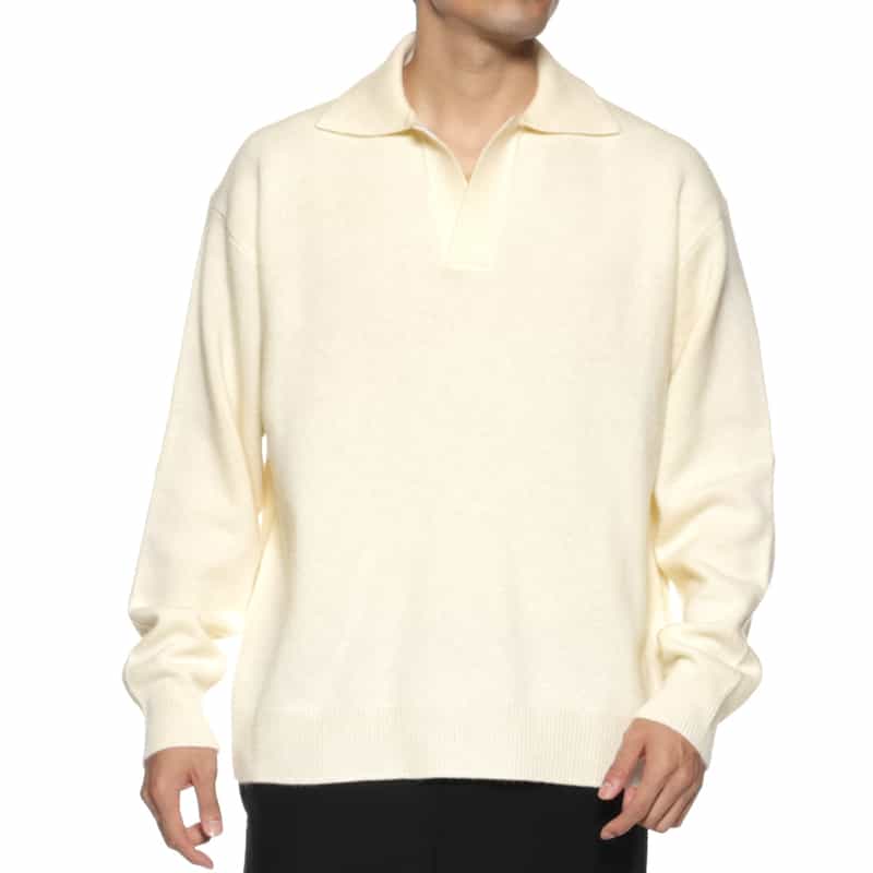 ROBERTO COLLINA<ロベルト コリーナ> スキッパーニットポロシャツ