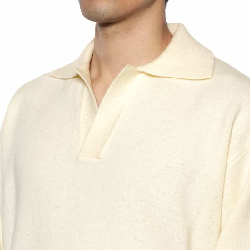 ROBERTO COLLINA ROBERTO COLLINA<ロベルト コリーナ> スキッパーニットポロシャツ WHITE