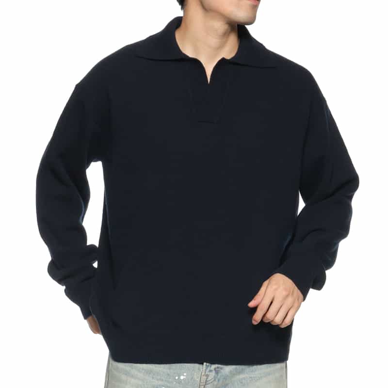 ROBERTO COLLINA<ロベルト コリーナ> スキッパーニットポロシャツ