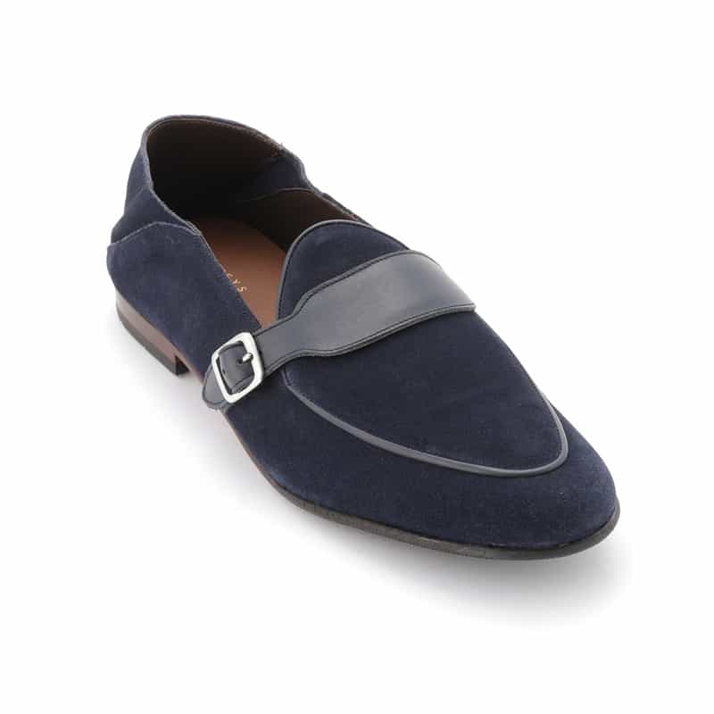 BARNEYS NEW YORK モンクストラップローファー NAVY