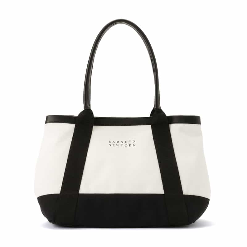 BARNEYS NEW YORK "BARNEYS" ロゴ入りキャンバスバッグ WHITE