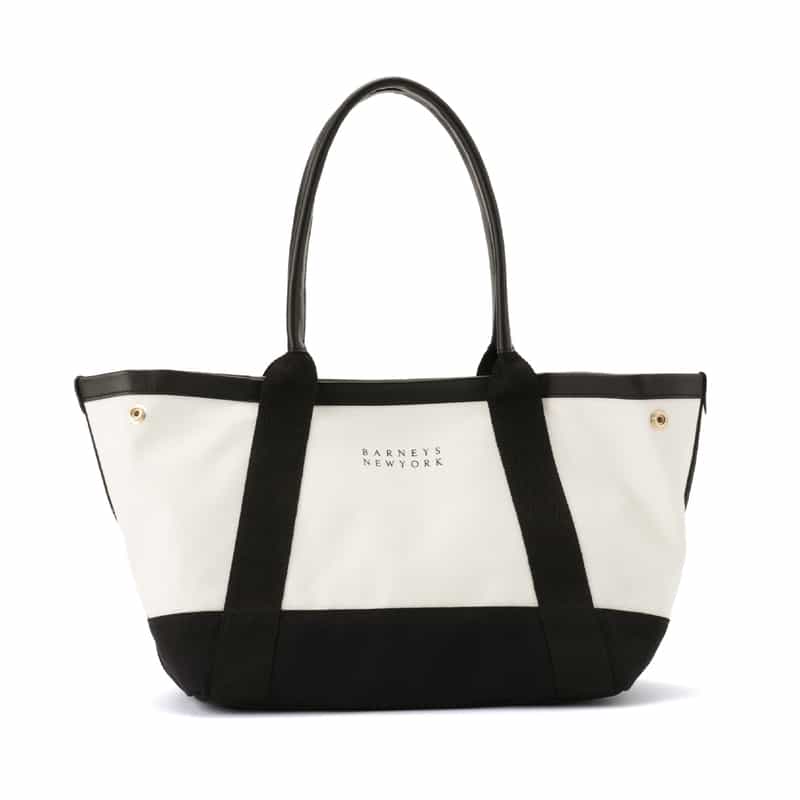 BARNEYS NEW YORK "BARNEYS" ロゴ入りキャンバスバッグ WHITE