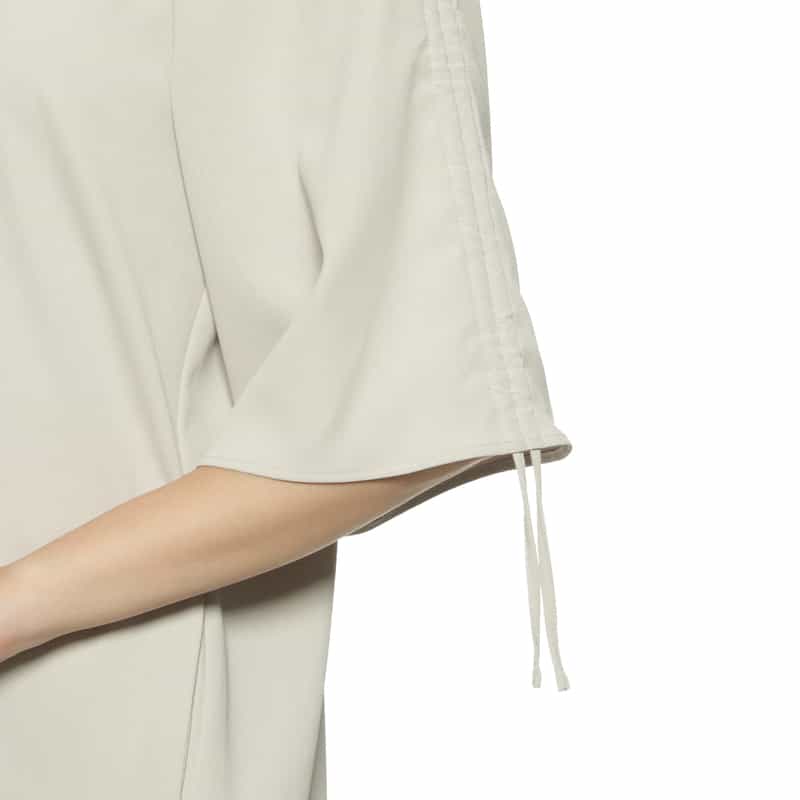 BARNEYS NEW YORK ウォッシャブル ギャザースリーブIラインドレス GRAY BEIGE