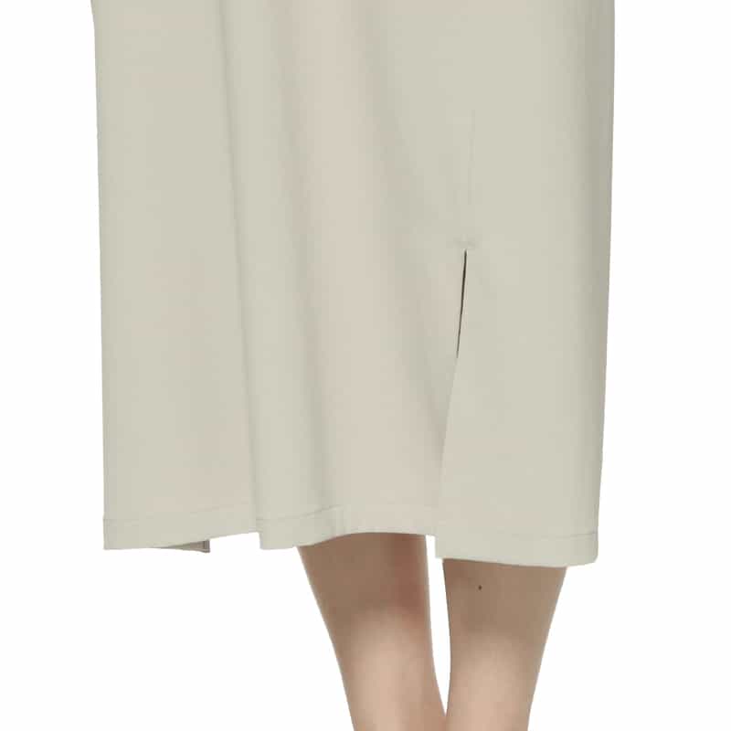 BARNEYS NEW YORK ウォッシャブル ギャザースリーブIラインドレス GRAY BEIGE