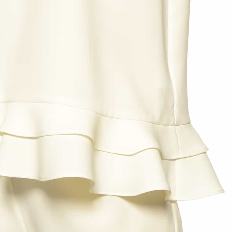 BARNEYS NEW YORK セットアップ ウォッシャブル ダブルクロス 襟付きティアードヘムブラウス OFF WHITE