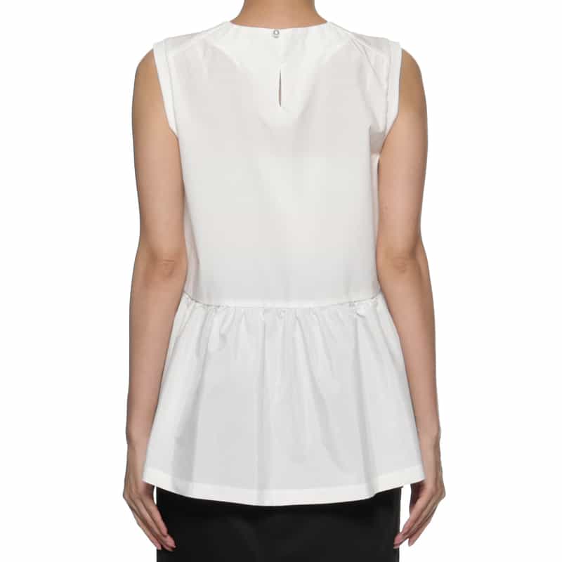 BARNEYS NEW YORK ウォッシャブル コンビネーションフレアヘムカットソー WHITE