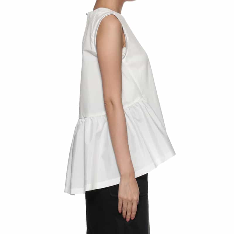 BARNEYS NEW YORK ウォッシャブル コンビネーションフレアヘムカットソー WHITE