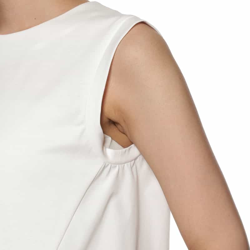 BARNEYS NEW YORK ウォッシャブル コンビネーションフレアヘムカットソー WHITE