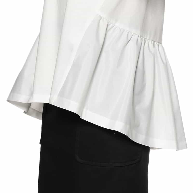 BARNEYS NEW YORK ウォッシャブル コンビネーションフレアヘムカットソー WHITE