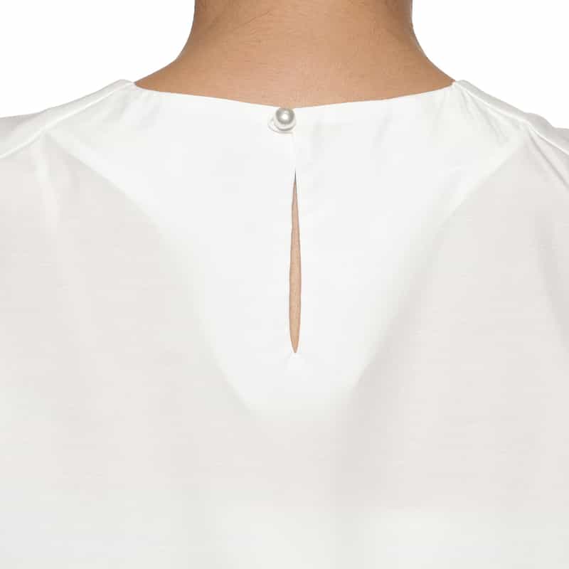 BARNEYS NEW YORK ウォッシャブル コンビネーションフレアヘムカットソー WHITE