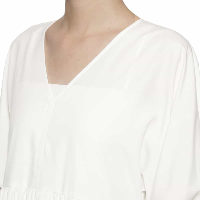 BARNEYS NEW YORK ウォッシャブル ティアードロングドレス WHITE