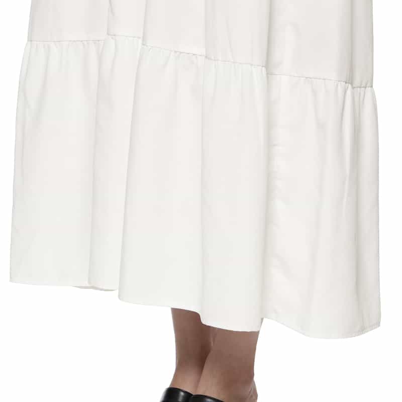 BARNEYS NEW YORK ウォッシャブル ティアードロングドレス WHITE