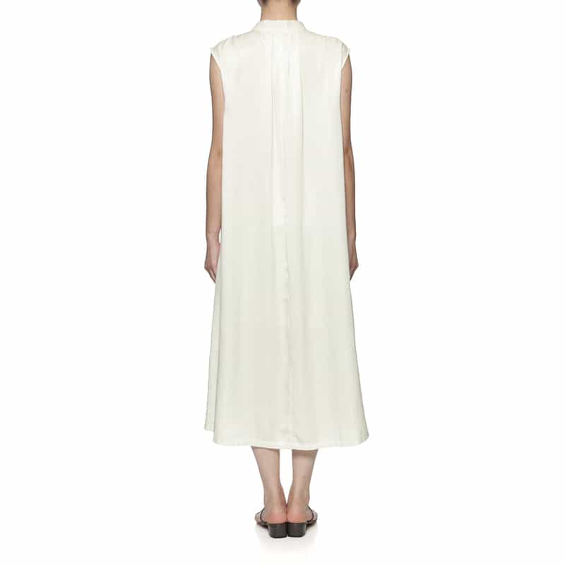 BARNEYS NEW YORK ウォッシャブル スタンドカラーシャツドレス WHITE