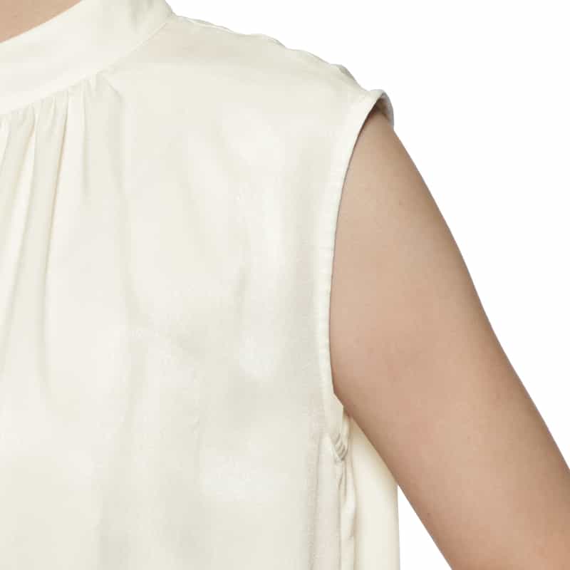 BARNEYS NEW YORK ウォッシャブル スタンドカラーシャツドレス WHITE