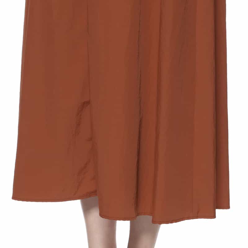 BARNEYS NEW YORK ウォッシャブル ラッフルデザインノースリーブドレス BROWN