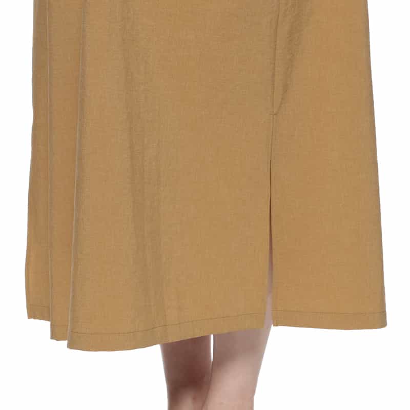 BARNEYS NEW YORK ウォッシャブル ウエストギャザー ロングドレス CAMEL