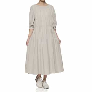 ウォッシャブル ドローコード付きオフショルダードレス