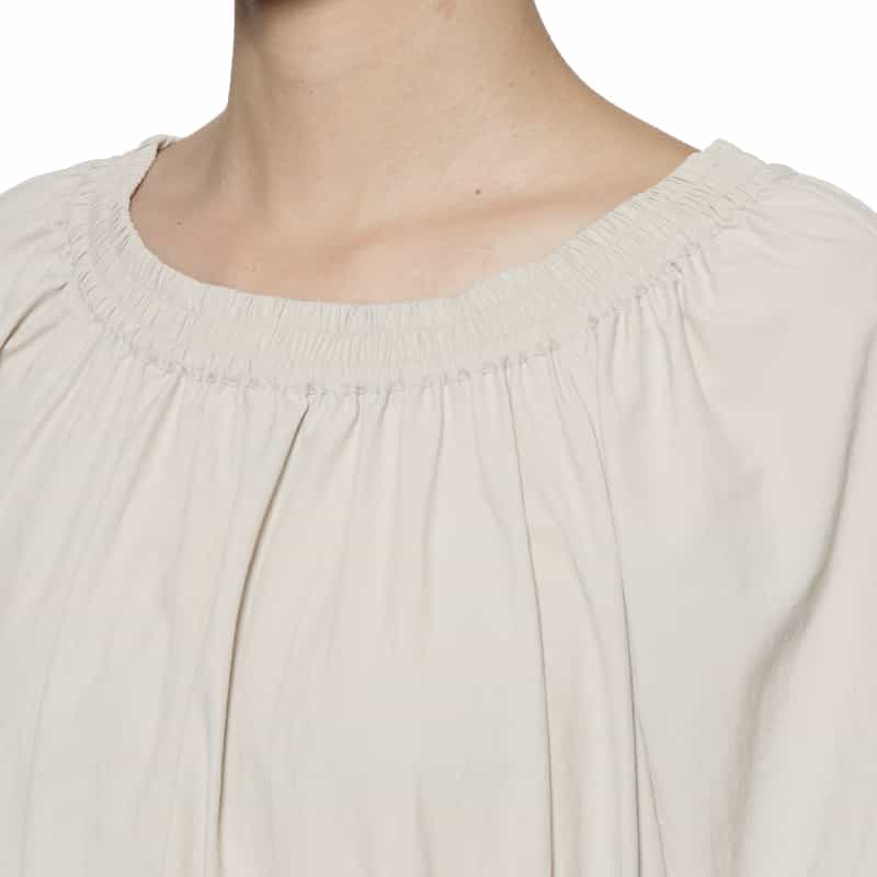 BARNEYS NEW YORK ウォッシャブル ドローコード付きオフショルダードレス BEIGE