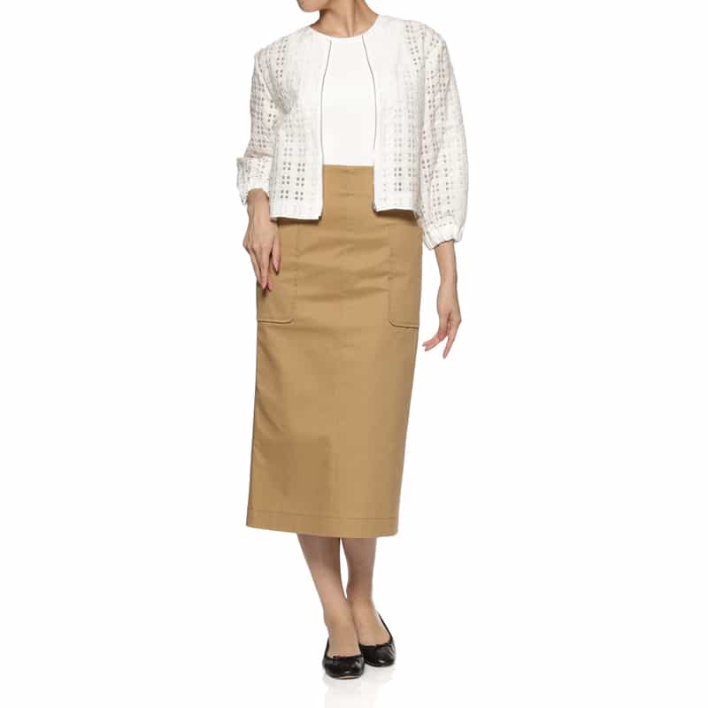 BARNEYS NEW YORK ウォッシャブル シアーチェック柄ブルゾン WHITE