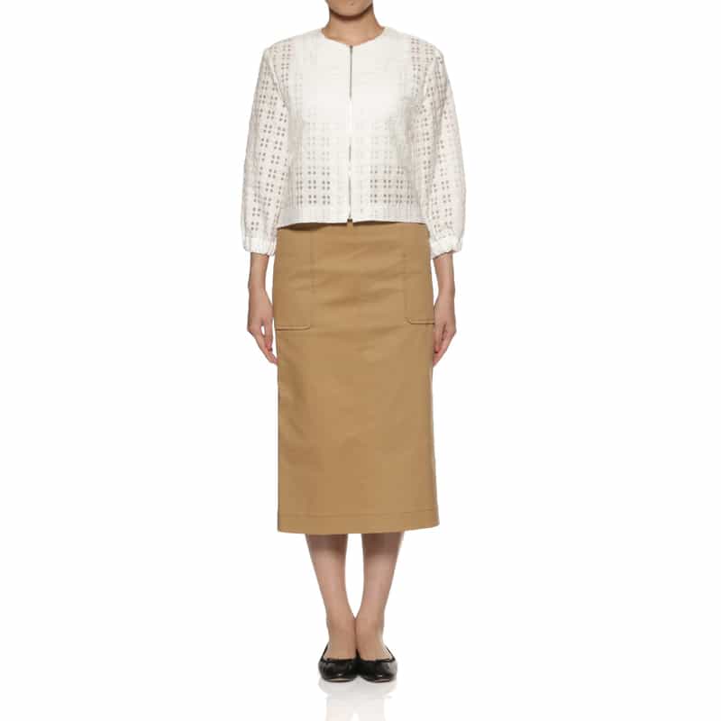 BARNEYS NEW YORK ウォッシャブル シアーチェック柄ブルゾン WHITE