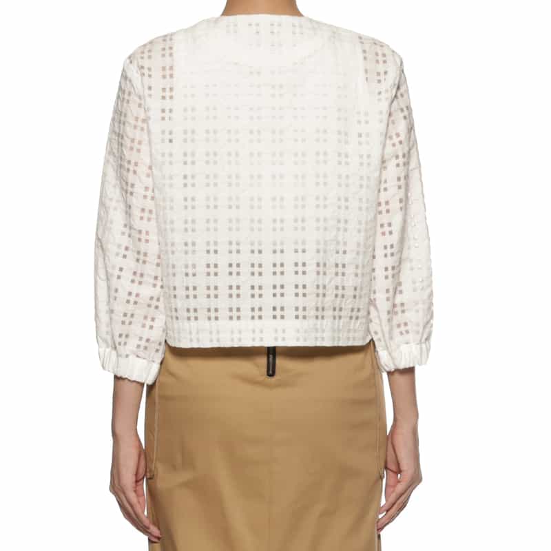 BARNEYS NEW YORK ウォッシャブル シアーチェック柄ブルゾン WHITE