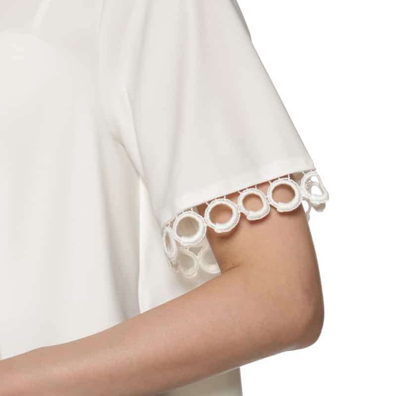 BARNEYS NEW YORK ウォッシャブル サークルレース フレアカットソー OFF WHITE