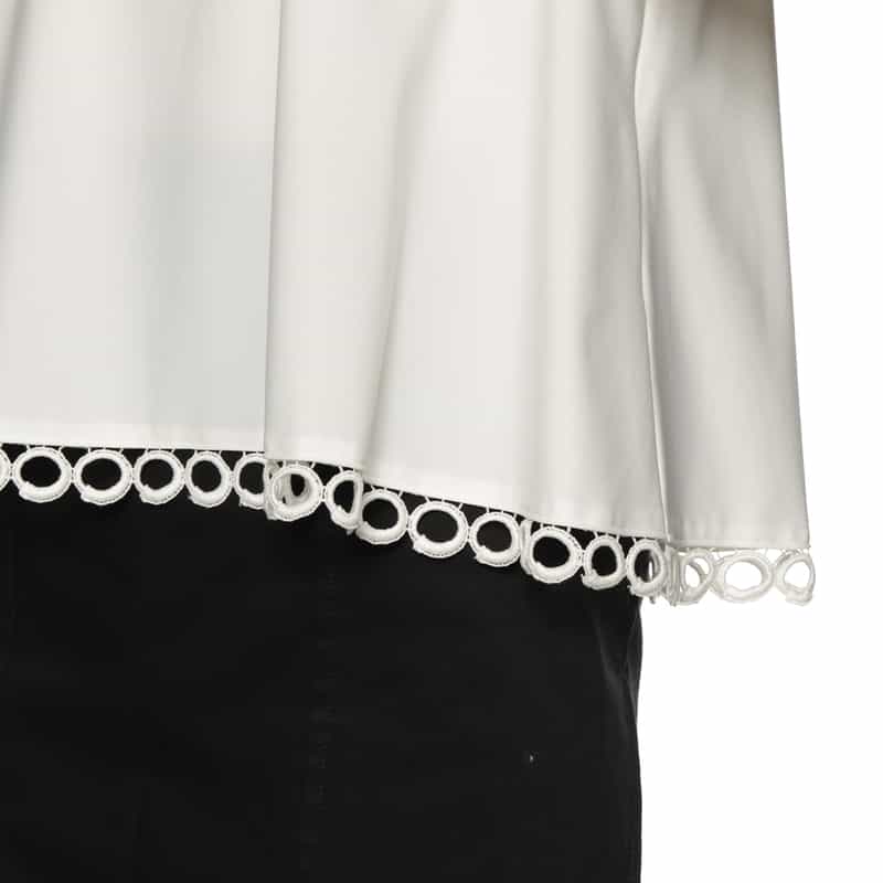 BARNEYS NEW YORK ウォッシャブル サークルレース フレアカットソー OFF WHITE