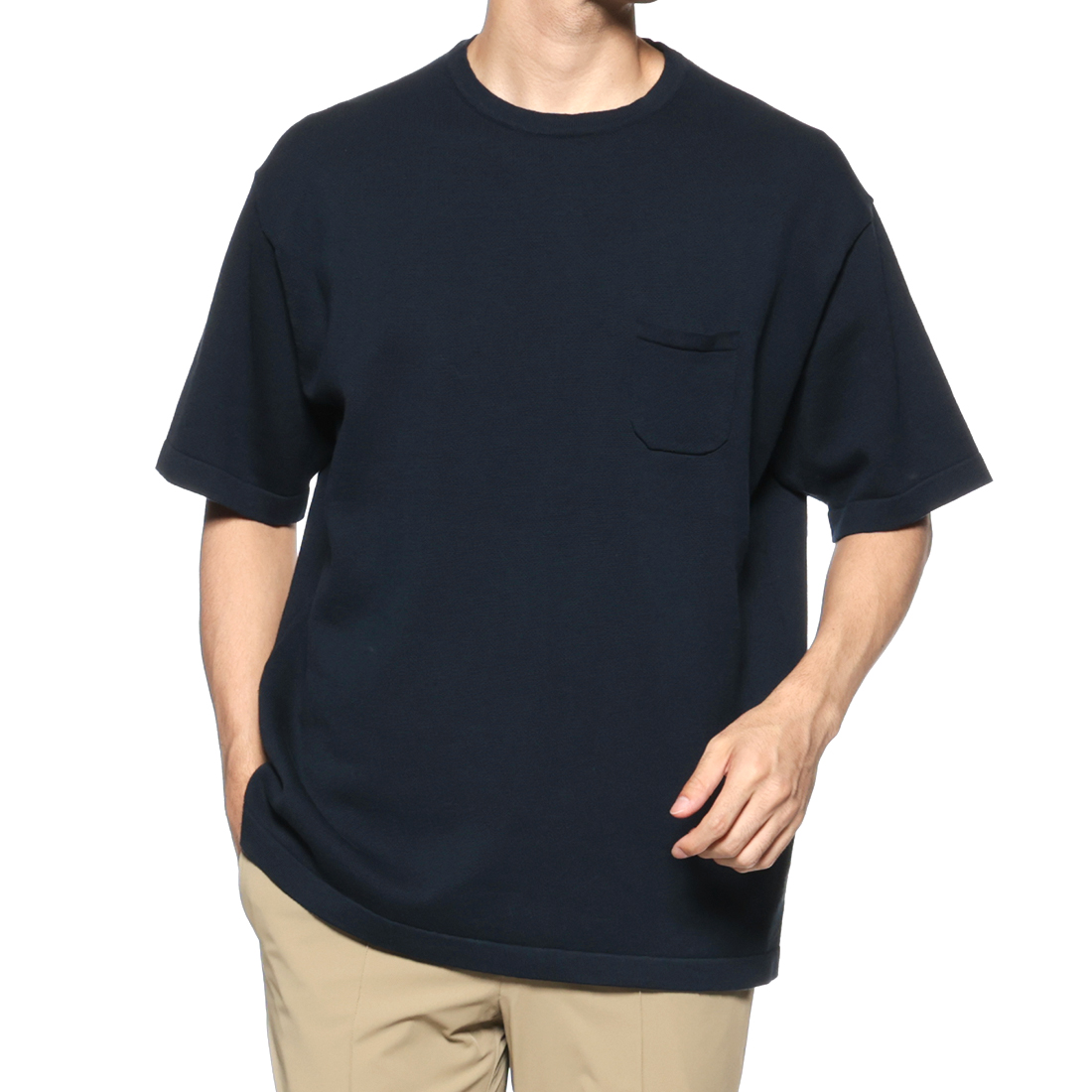 パイル素材ポケット付Tシャツ
