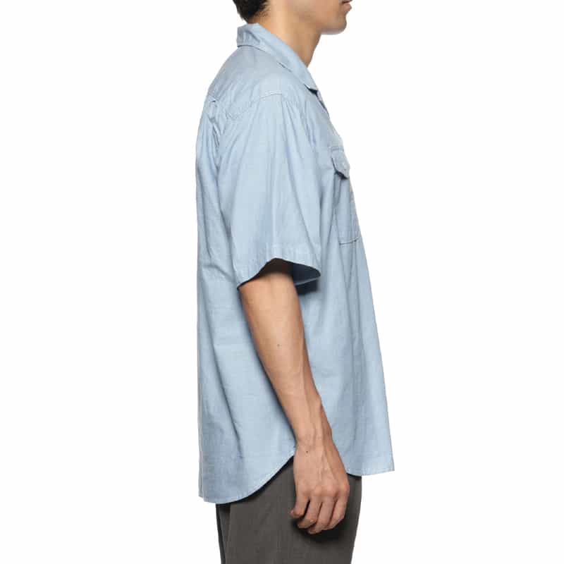 BARNEYS NEW YORK ダブルポケットオープンカラーシャツ BLUE