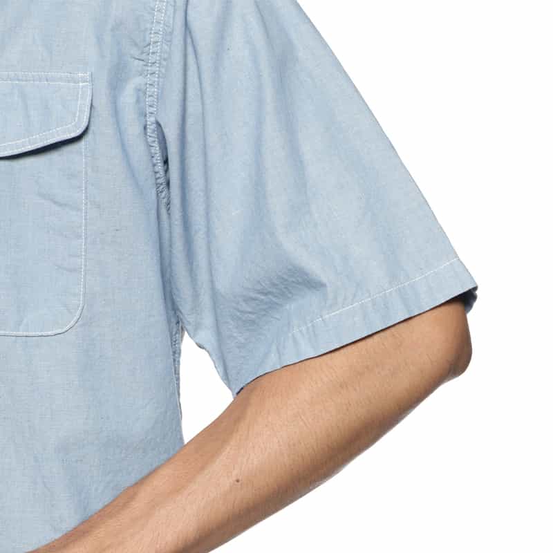 BARNEYS NEW YORK ダブルポケットオープンカラーシャツ BLUE