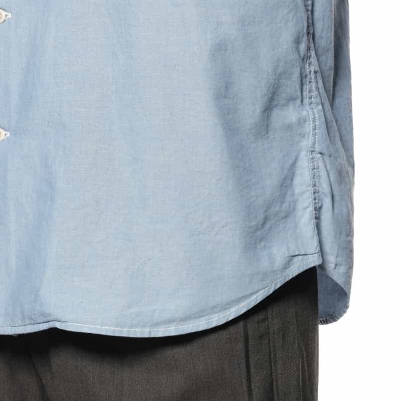 BARNEYS NEW YORK ダブルポケットオープンカラーシャツ BLUE