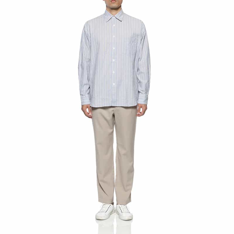 BARNEYS NEW YORK ストライプ柄カジュアルシャツ BLUE