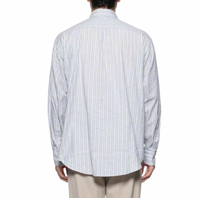 BARNEYS NEW YORK ストライプ柄カジュアルシャツ BLUE