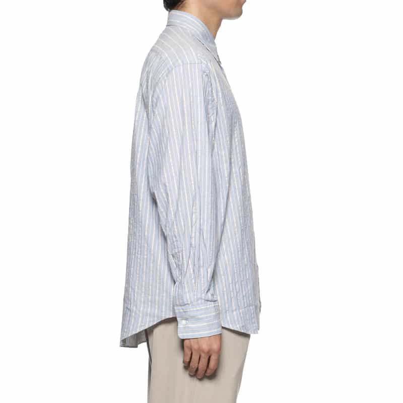 BARNEYS NEW YORK ストライプ柄カジュアルシャツ BLUE