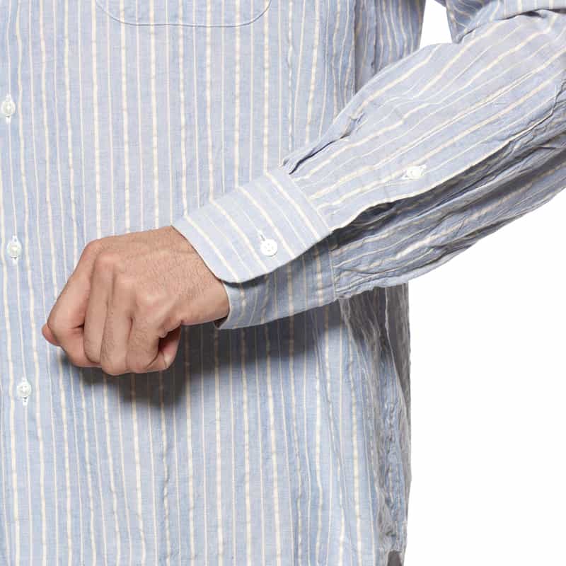 BARNEYS NEW YORK ストライプ柄カジュアルシャツ BLUE