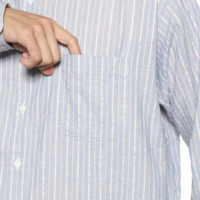 BARNEYS NEW YORK ストライプ柄カジュアルシャツ BLUE