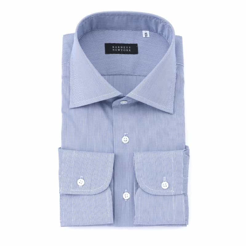 BARNEYS NEW YORK ストレッチ素材ギンガムチェック柄ドレスシャツ LIGHT BLUE