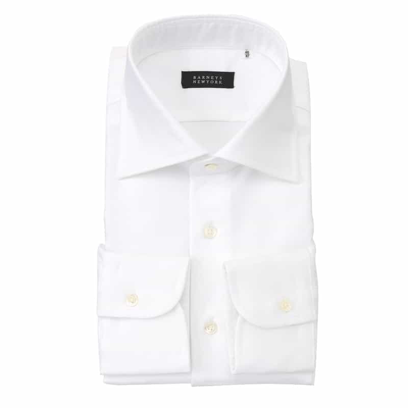 BARNEYS NEW YORK ストレッチ素材ドレスシャツ WHITE