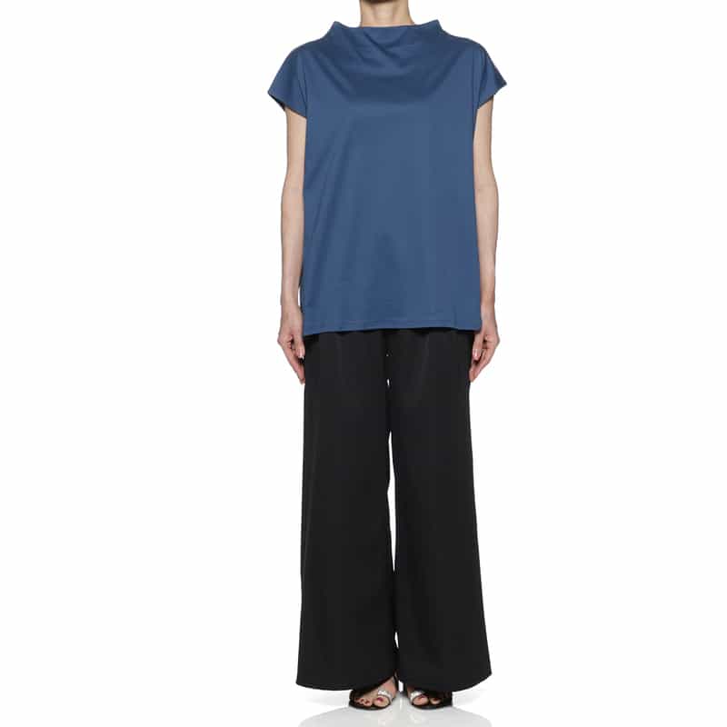 BARNEYS NEW YORK ウォッシャブル ボートネックカットソー BLUE