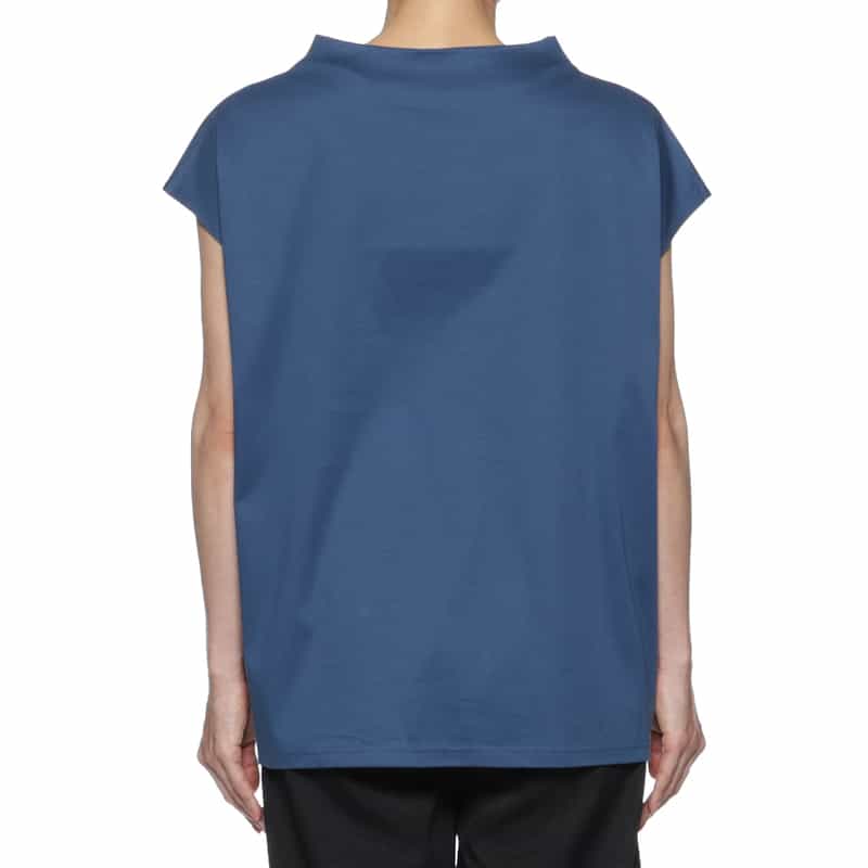 BARNEYS NEW YORK ウォッシャブル ボートネックカットソー BLUE