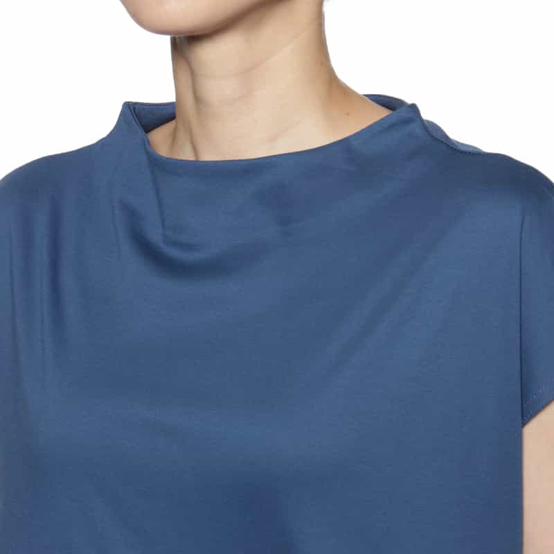 BARNEYS NEW YORK ウォッシャブル ボートネックカットソー BLUE