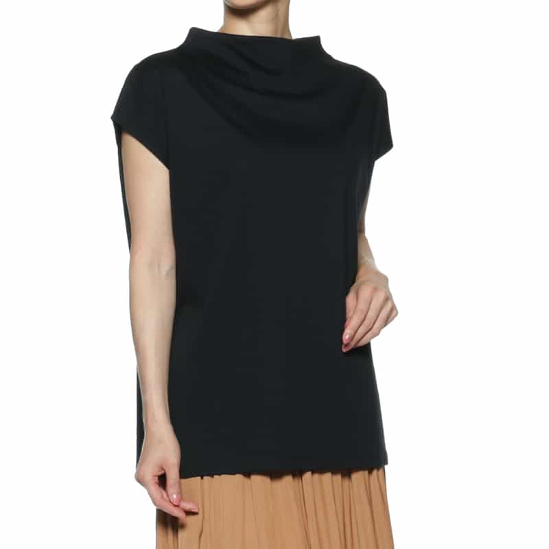 BARNEYS NEW YORK ウォッシャブル ボートネックカットソー BLACK