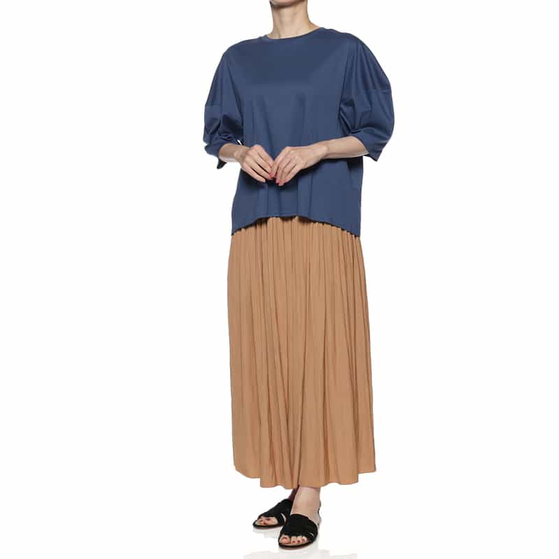 BARNEYS NEW YORK ウォッシャブル ランタンスリーブカットソー BLUE