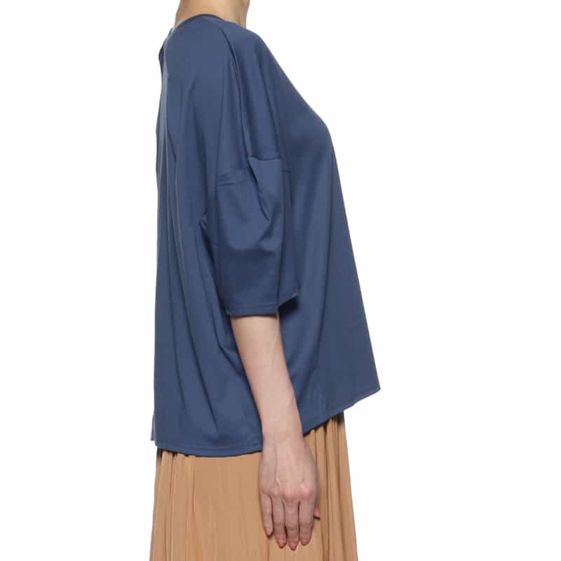 BARNEYS NEW YORK ウォッシャブル ランタンスリーブカットソー BLUE