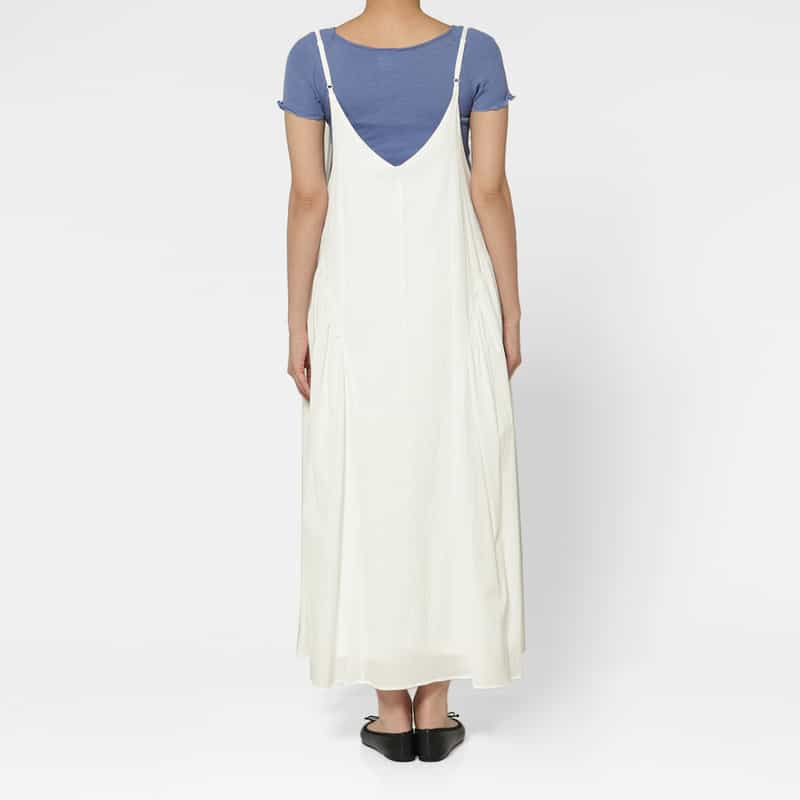 BARNEYS NEW YORK ウォッシャブル サイドギャザードレス OFF WHITE