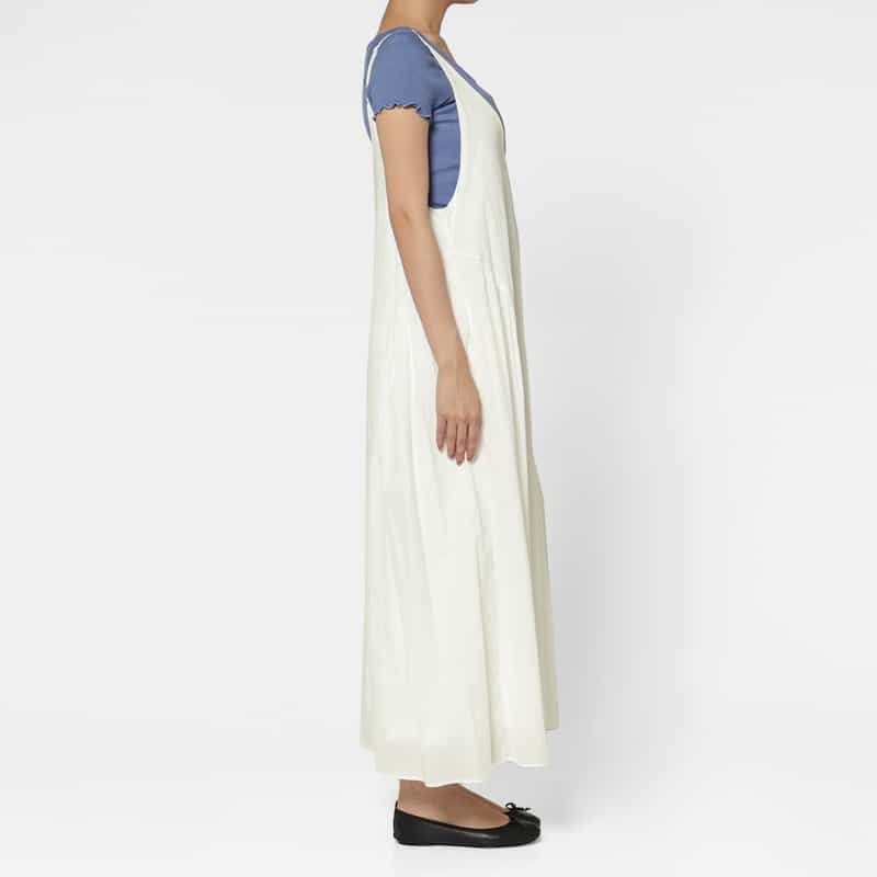 BARNEYS NEW YORK ウォッシャブル サイドギャザードレス OFF WHITE