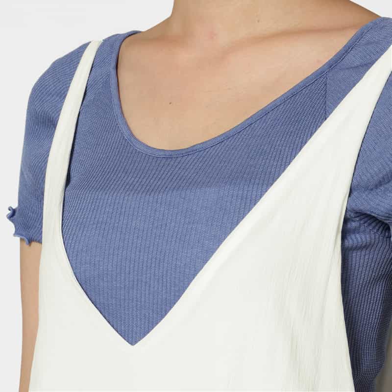 BARNEYS NEW YORK ウォッシャブル サイドギャザードレス OFF WHITE