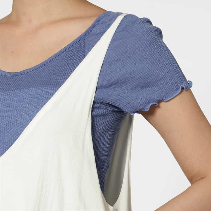 BARNEYS NEW YORK ウォッシャブル サイドギャザードレス OFF WHITE