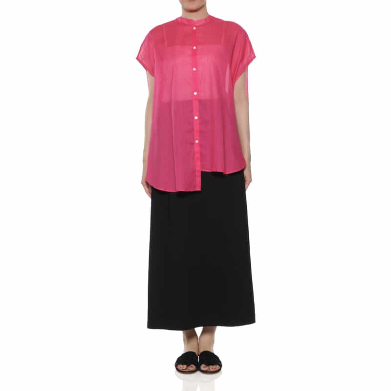 BARNEYS NEW YORK ウォッシャブル アシンメトリーフレンチスリーブシャツ PINK